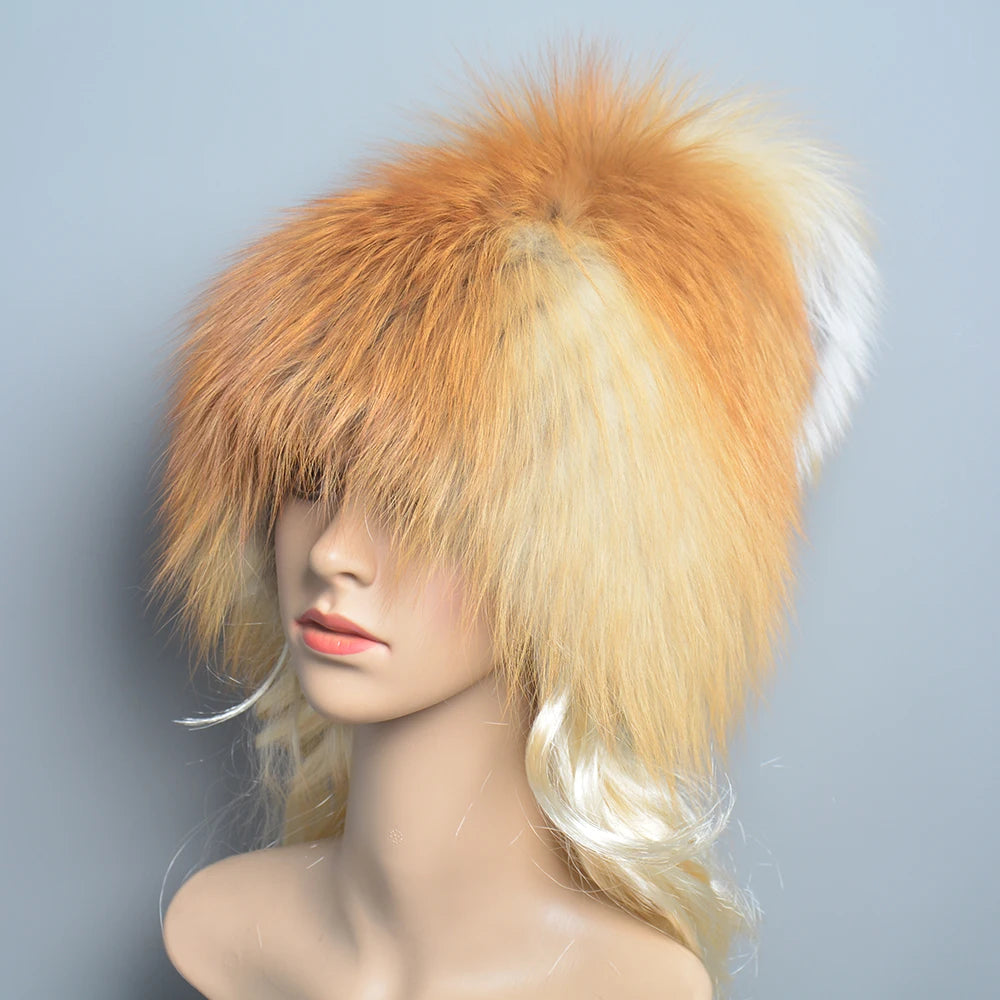 Thick Knitted Real Fur Winter Hat
