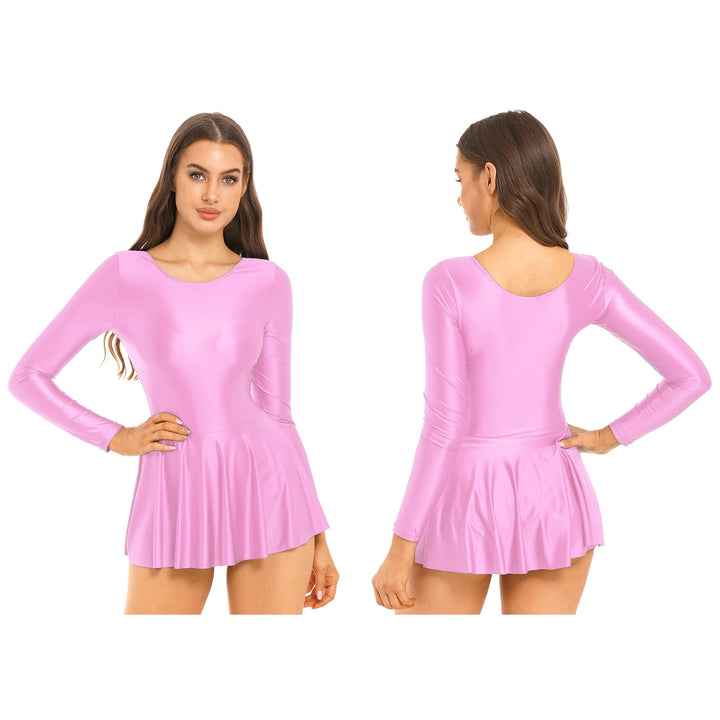 Sleek Shiny Leotard Dress