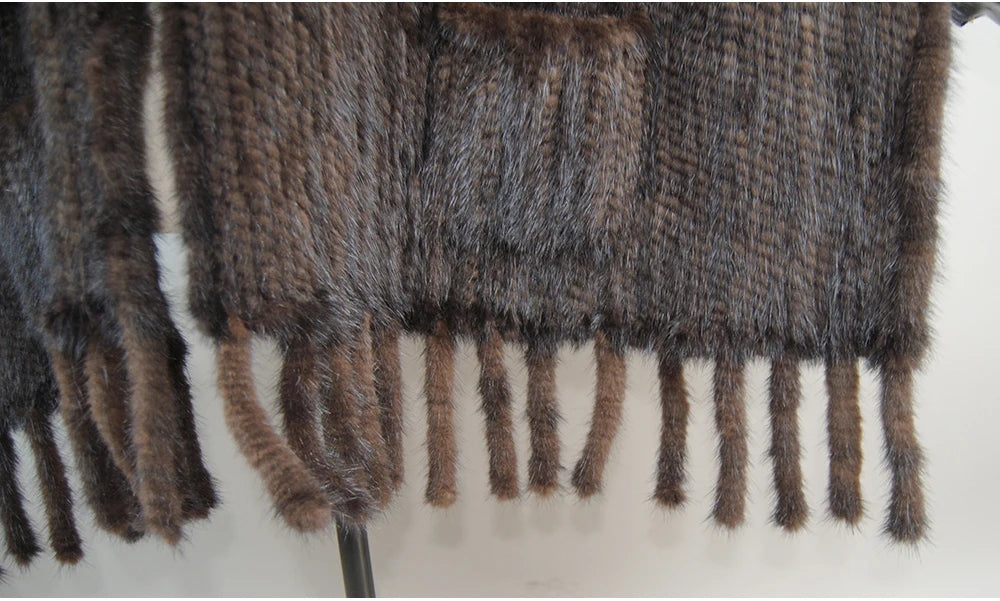Refined Knitted Mink Fur Shawl