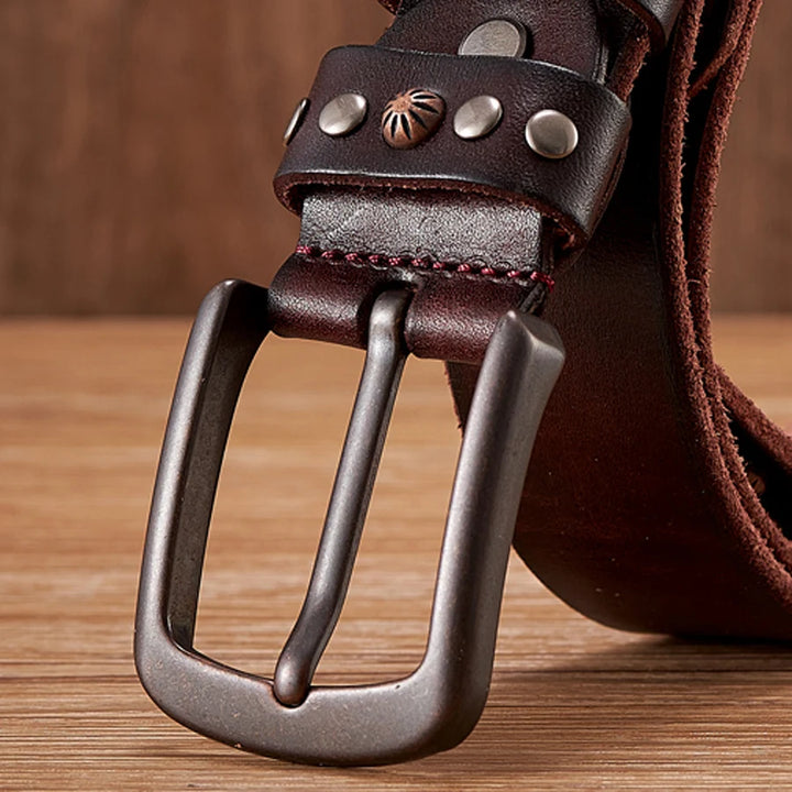 Retro Skull Punk Rivet Leather Belt