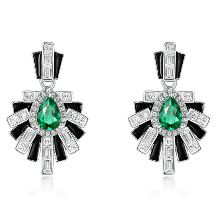 Exquisite Pear Cut Emerald Earring