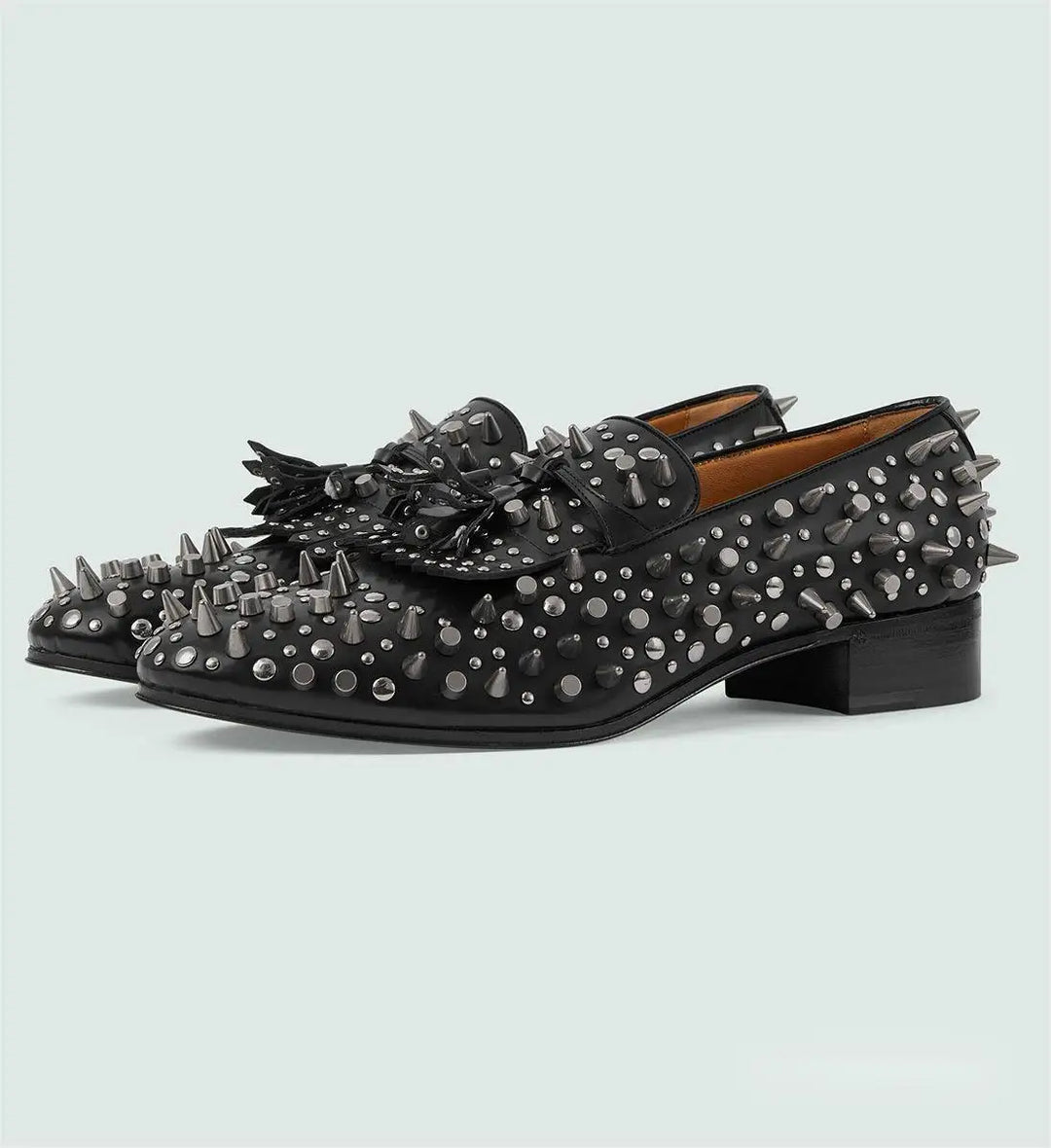 Stylish Studs Spike Slip-On Leather Loafers