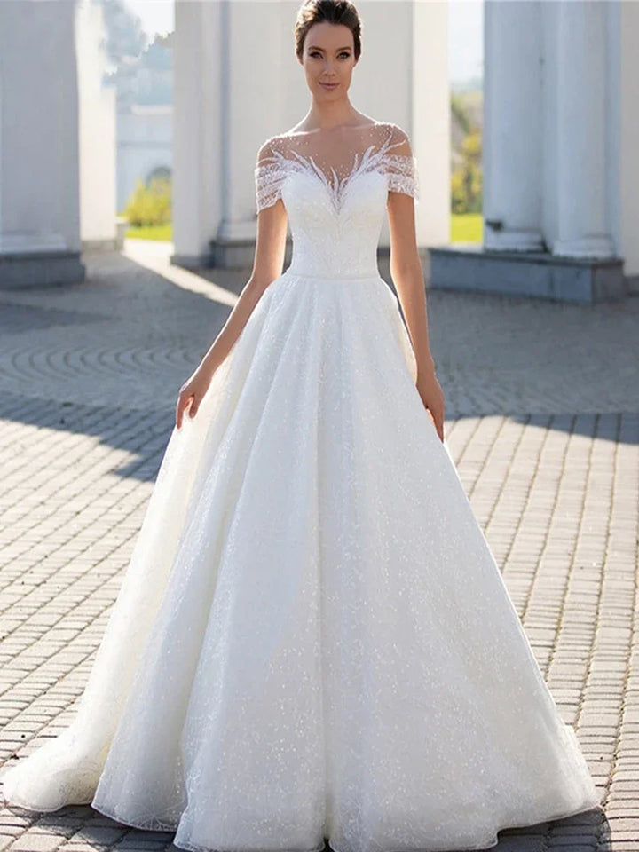 Shiny Off The Shoulder Bridal Gown