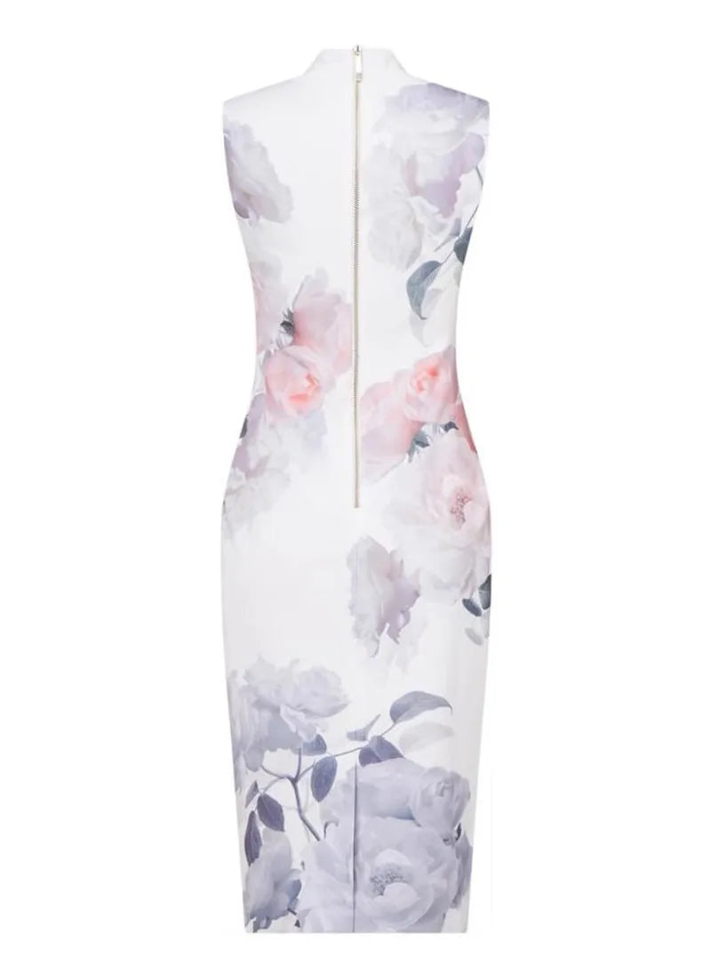 Elegant Floral Print Evening Dress