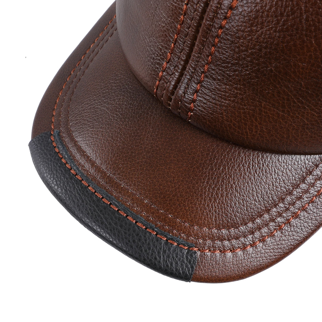 Real Cowhide Leather Men's Baseball Cap