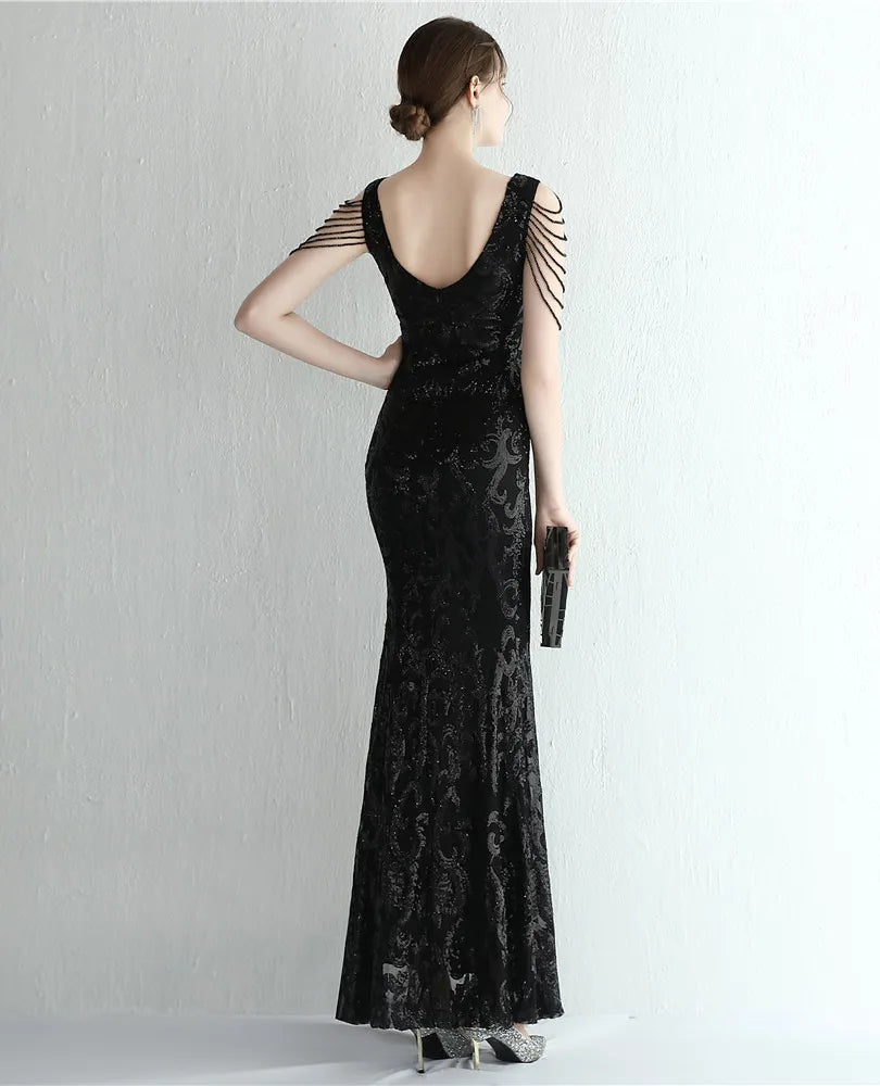 Elegant Mermaid Sequins Women's Evening Dress - All For Me Today