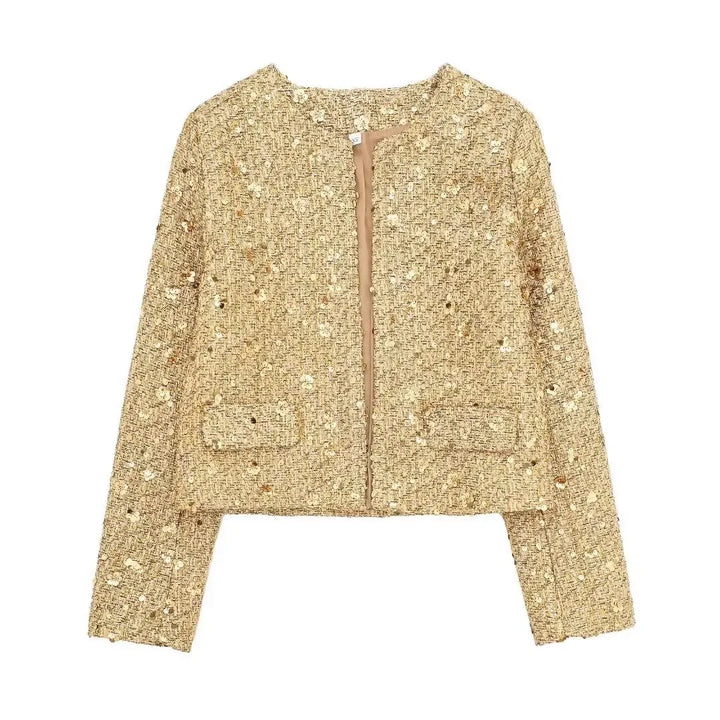 Fancy Beaded Detailing Casual Coat