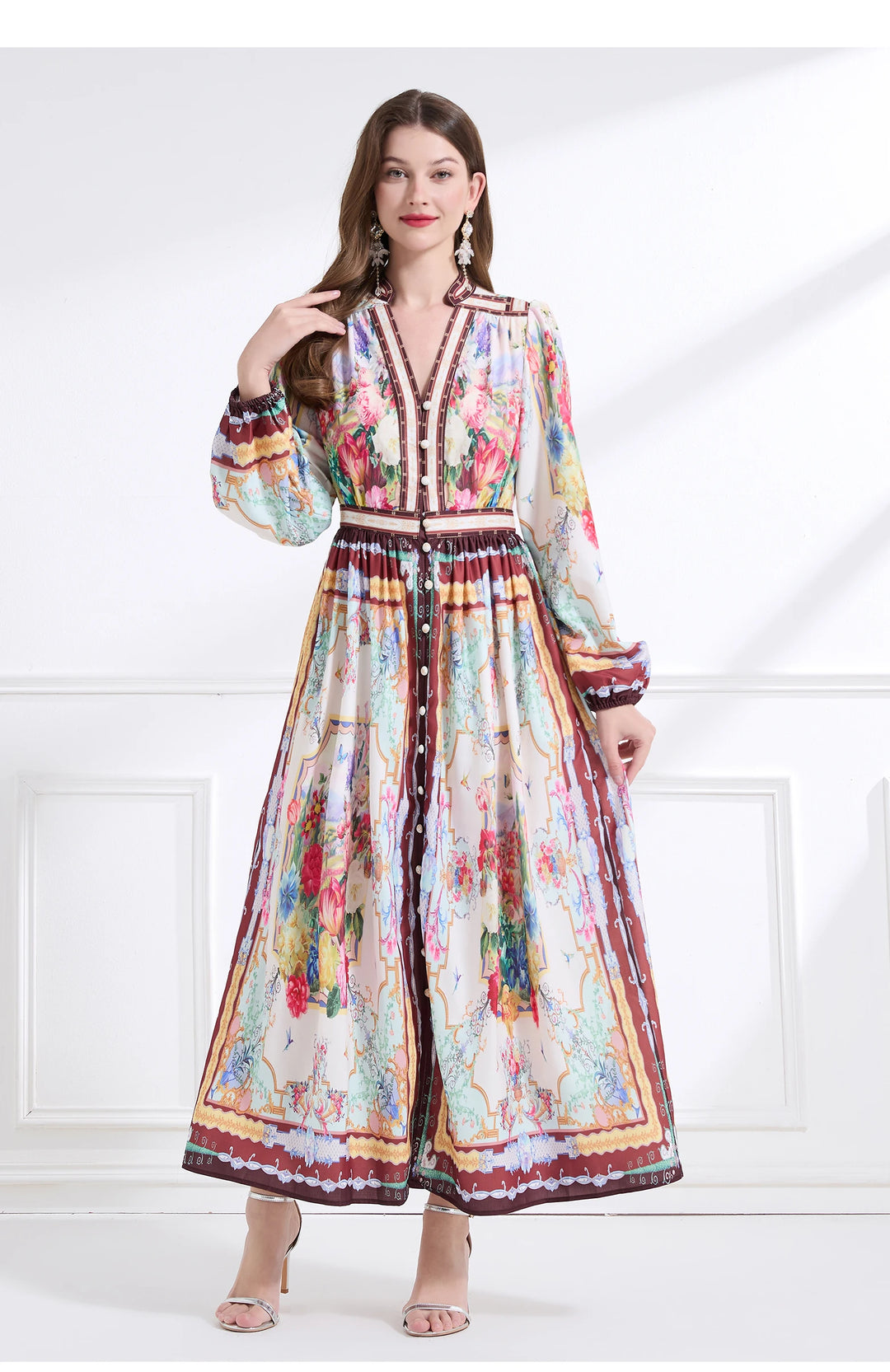 Single-breasted Boho Maxi Dress