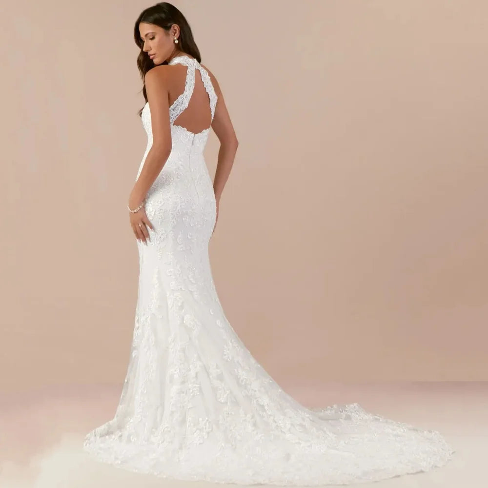 Beautiful Scalloped Collar Wedding Dress