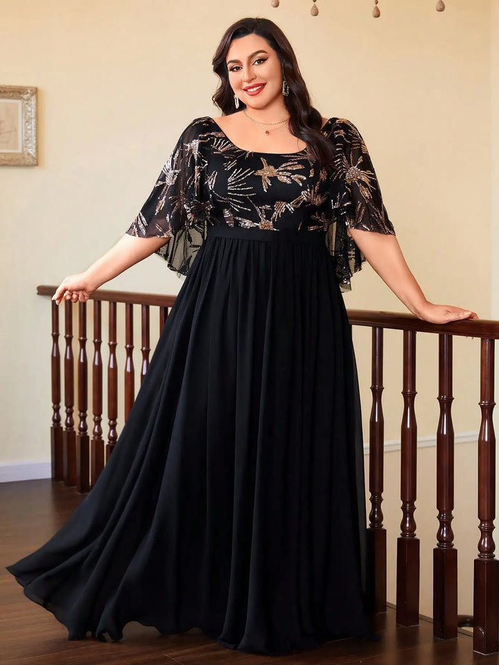 Resplendent Sequined Flowing Dress