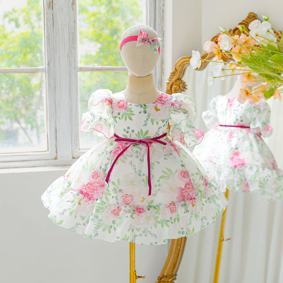 Elegant Printed Flower Toddler Girl's Dress - All For Me Today Elegant Printed Flower Toddler Girl's Dress - All For Me Today
