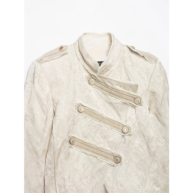 Stylish High-neck Jacquard Cropped Coat