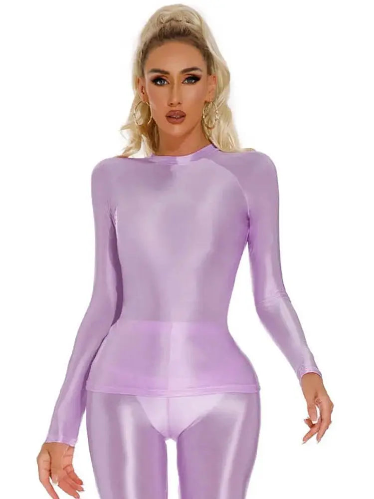 Glossy Shiny Fitness Crop Top
