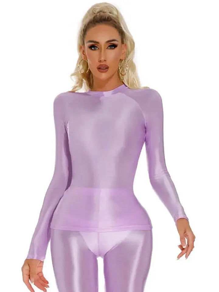 Glossy Shiny Fitness Crop Top