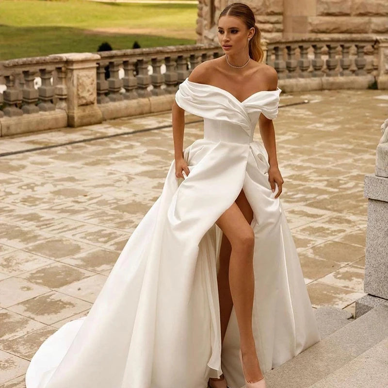 Modern Off-The-Shoulder Wedding Dress