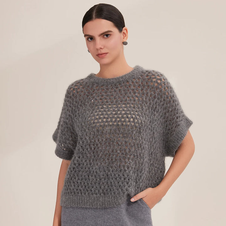 Stylish Crew Neck Crochet Jumper