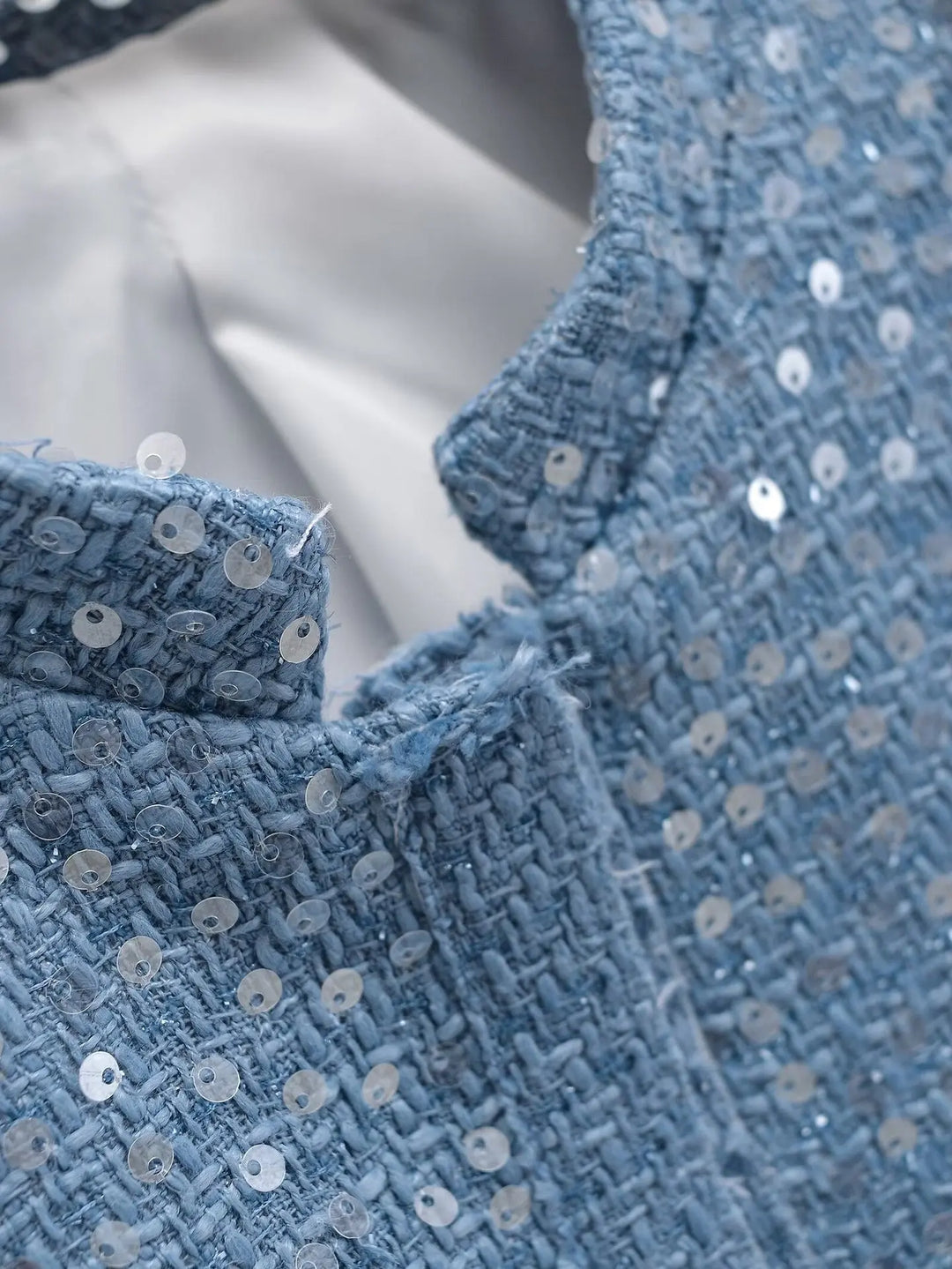 Modern Crewneck Tweed Short Coat