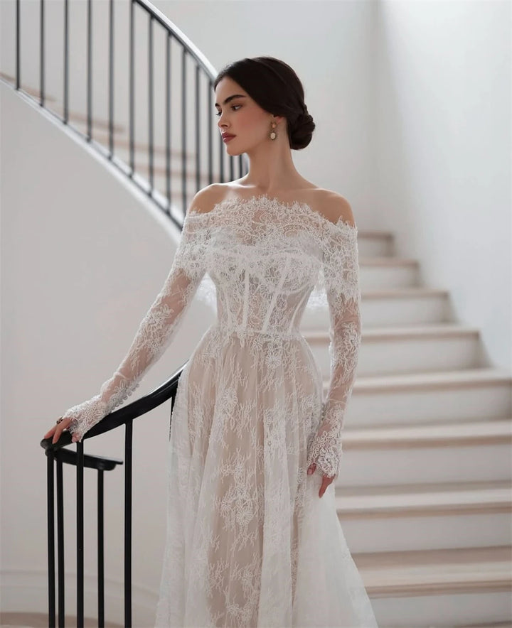 Delightful Long Sleeve Bridal Gown