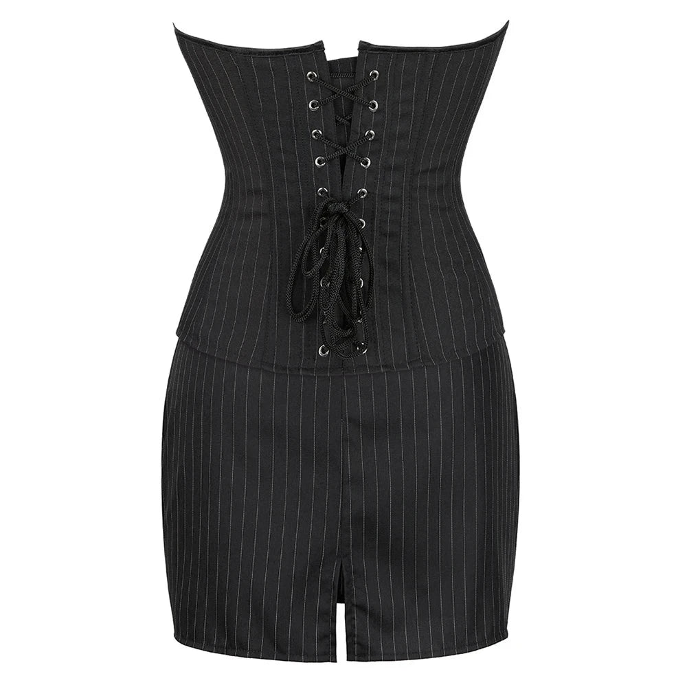 Women's Structured Zip-Up Corset Dress - All For Me Today Women's Structured Zip-Up Corset Dress - All For Me Today