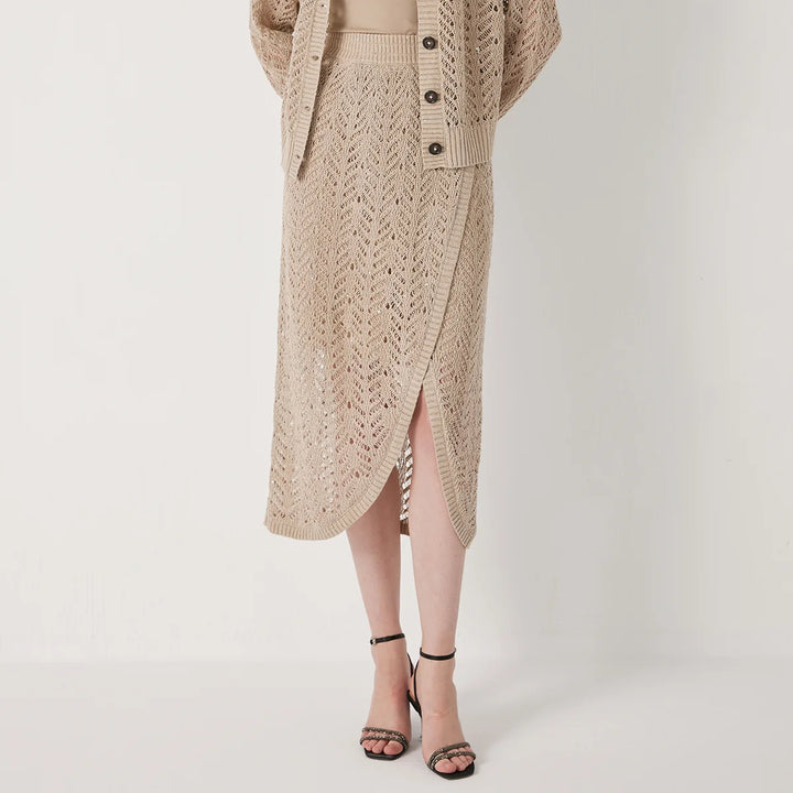 Refined Hollow Out Linen Skirt