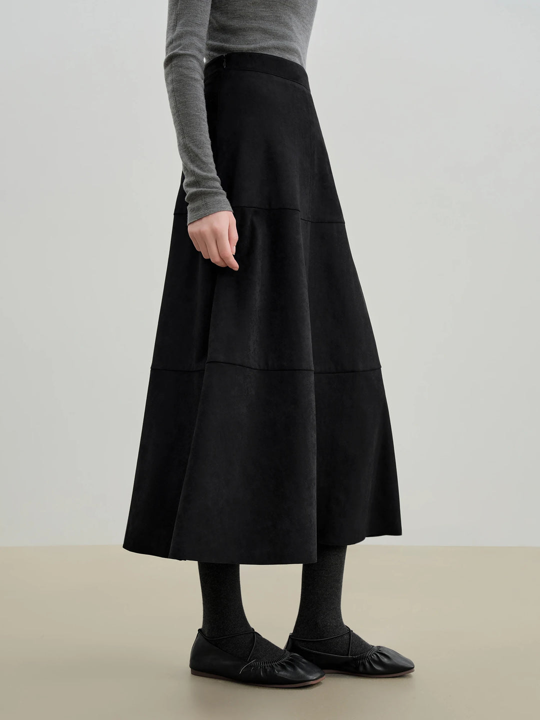 Stunning A-Line Paneled Midi Skirt