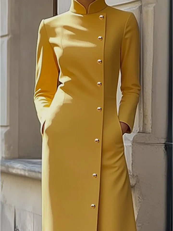 Stylish Diagonal Buttoned Maxi Dress