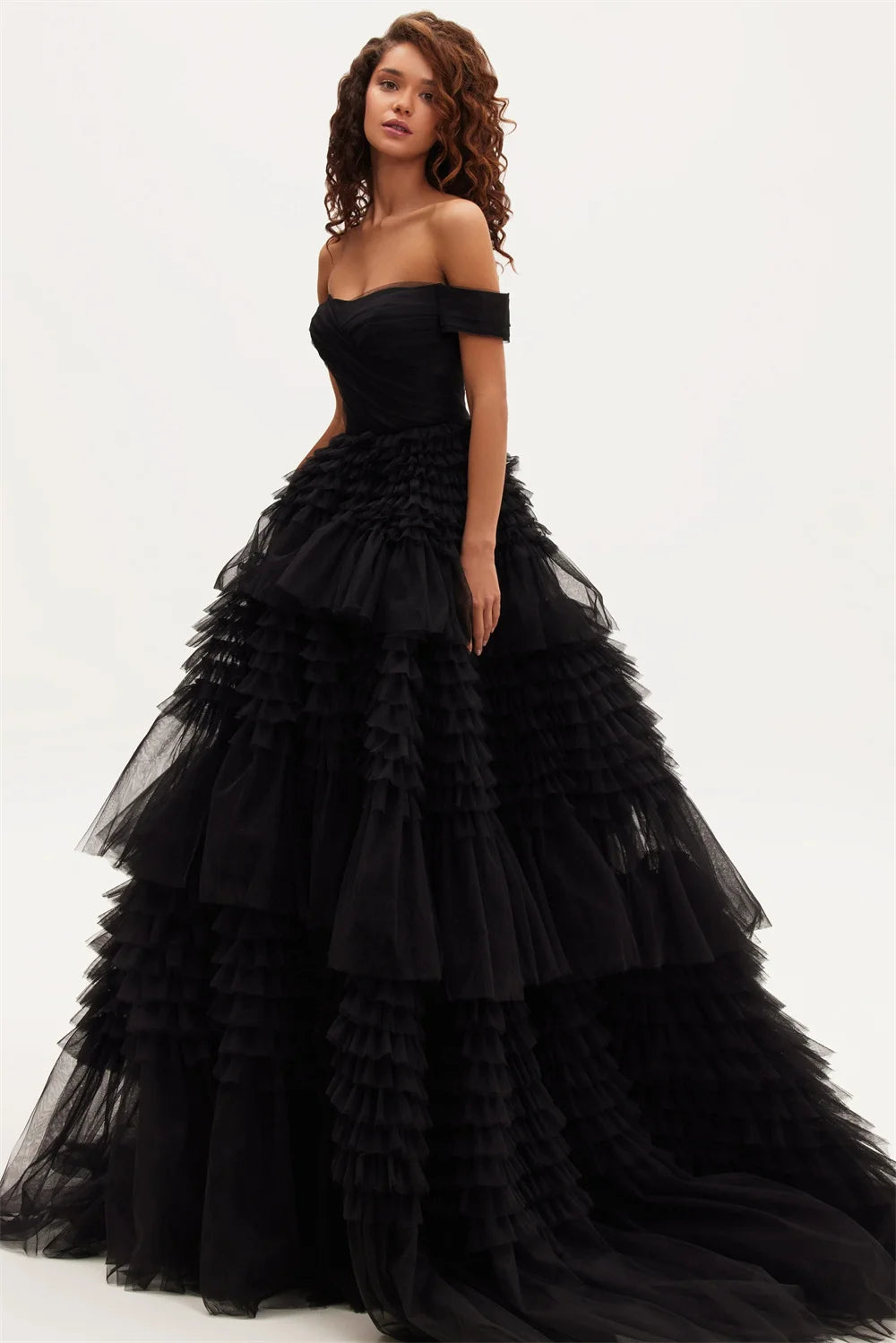 Crumpled Tulle Women's Ruffles Party Dress