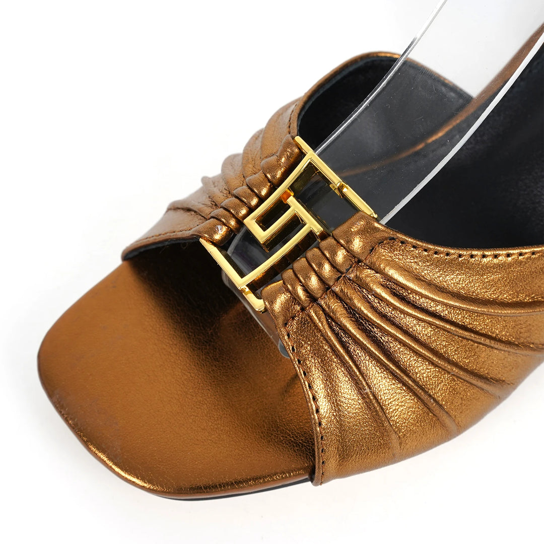 Luxury Open-Toed Square Heel Sandals