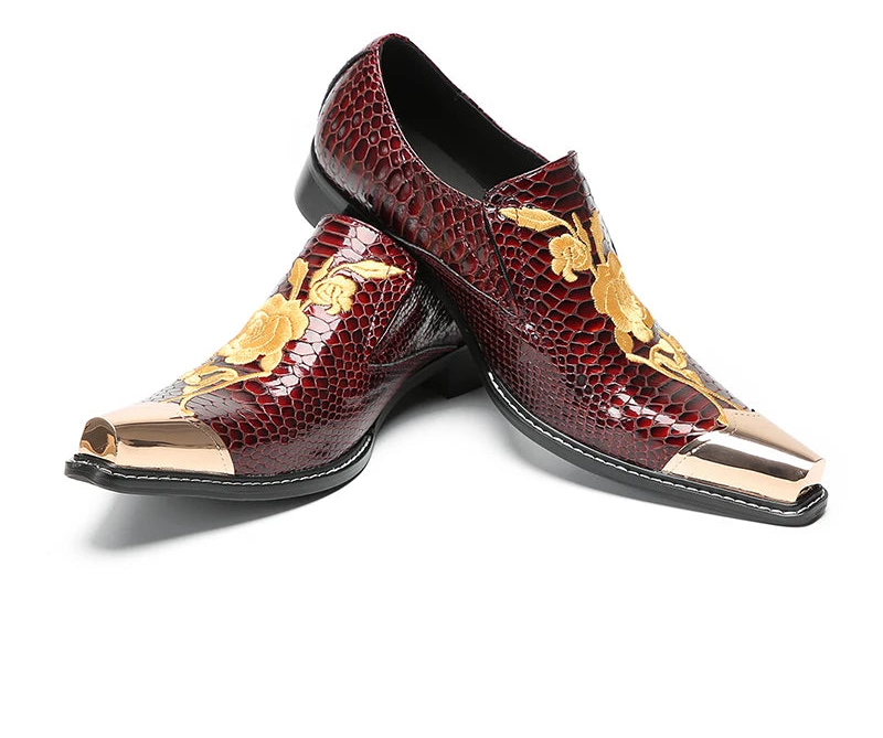 Luxury Golden Metal Toe Business Shoes