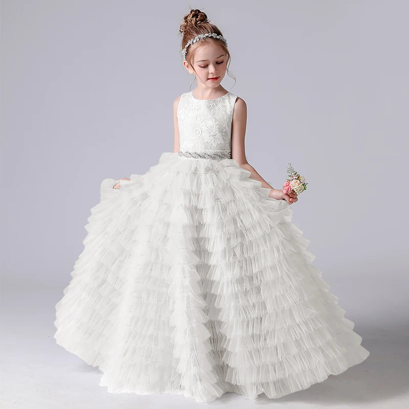 Slick Tiered Tulle Flower Party Dress