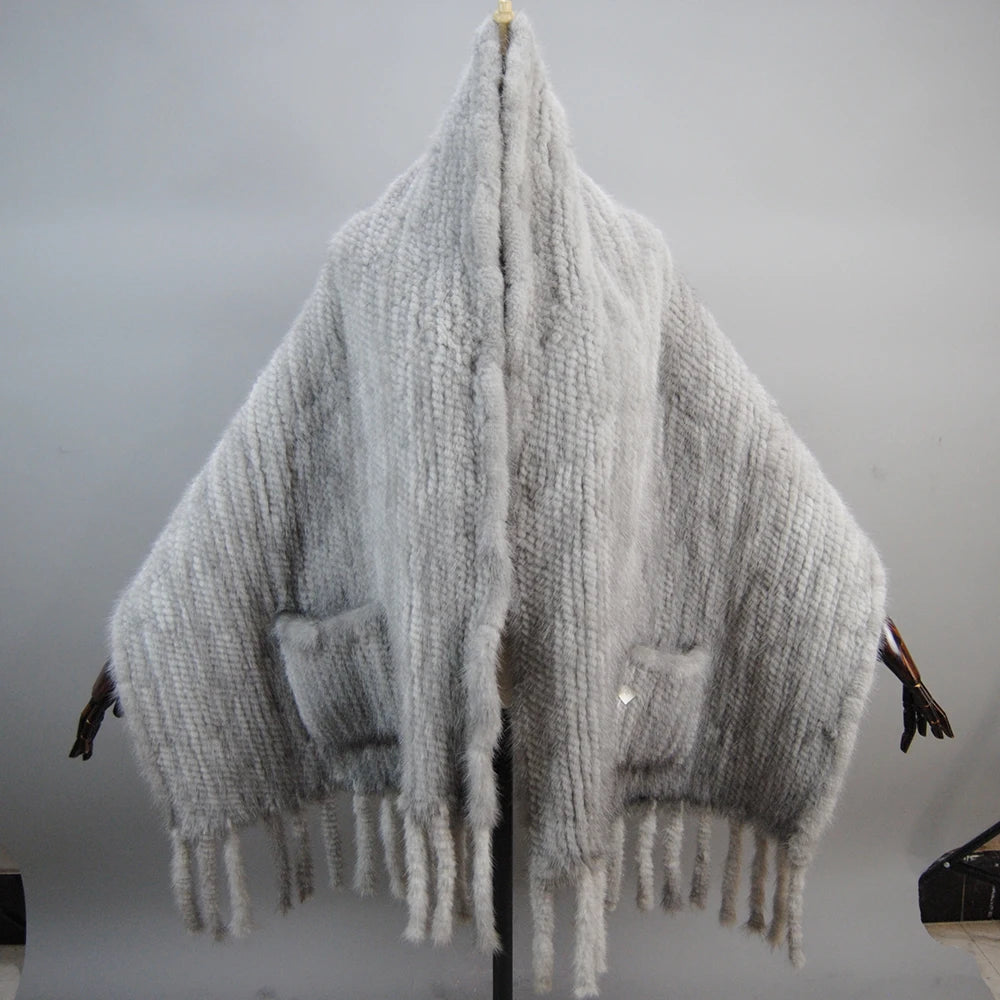 Refined Knitted Mink Fur Shawl