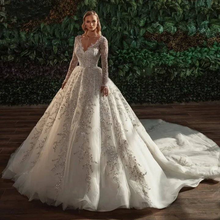 Luxury Full Sleeves Embroidered Wedding Dress