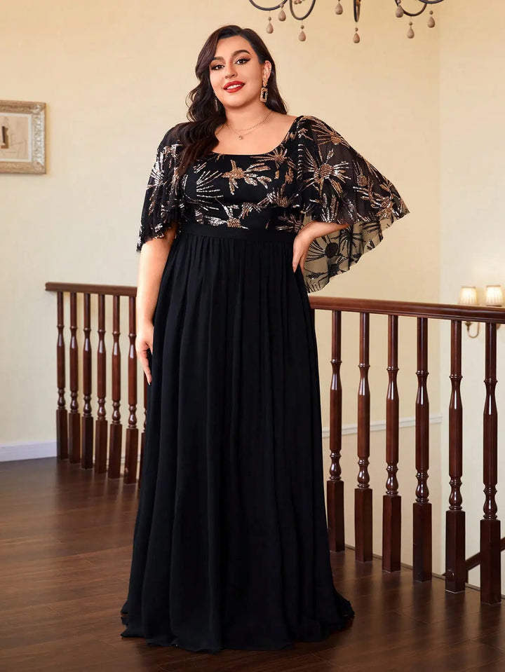 Resplendent Sequined Flowing Dress