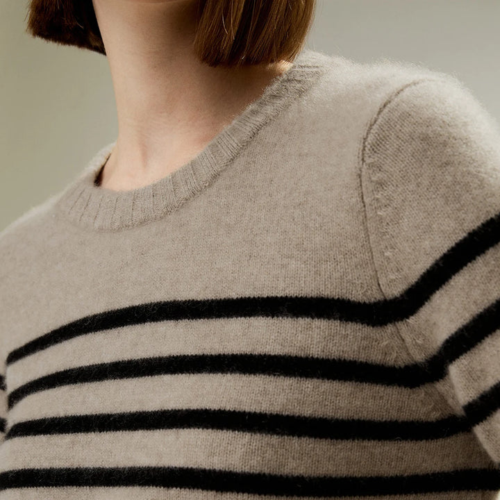 Elegant Striped Pullover Cashmere Sweater