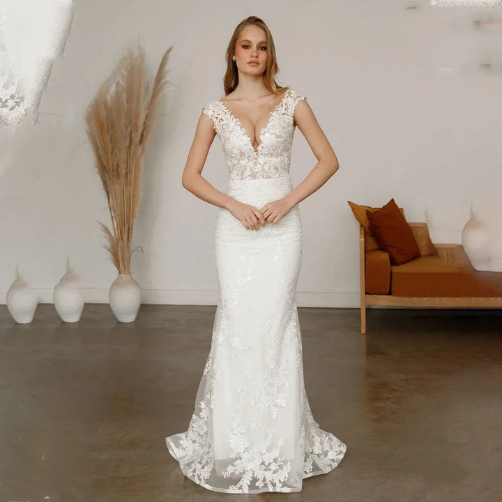 Vintage Sheer Illusion Women's Wedding Dress