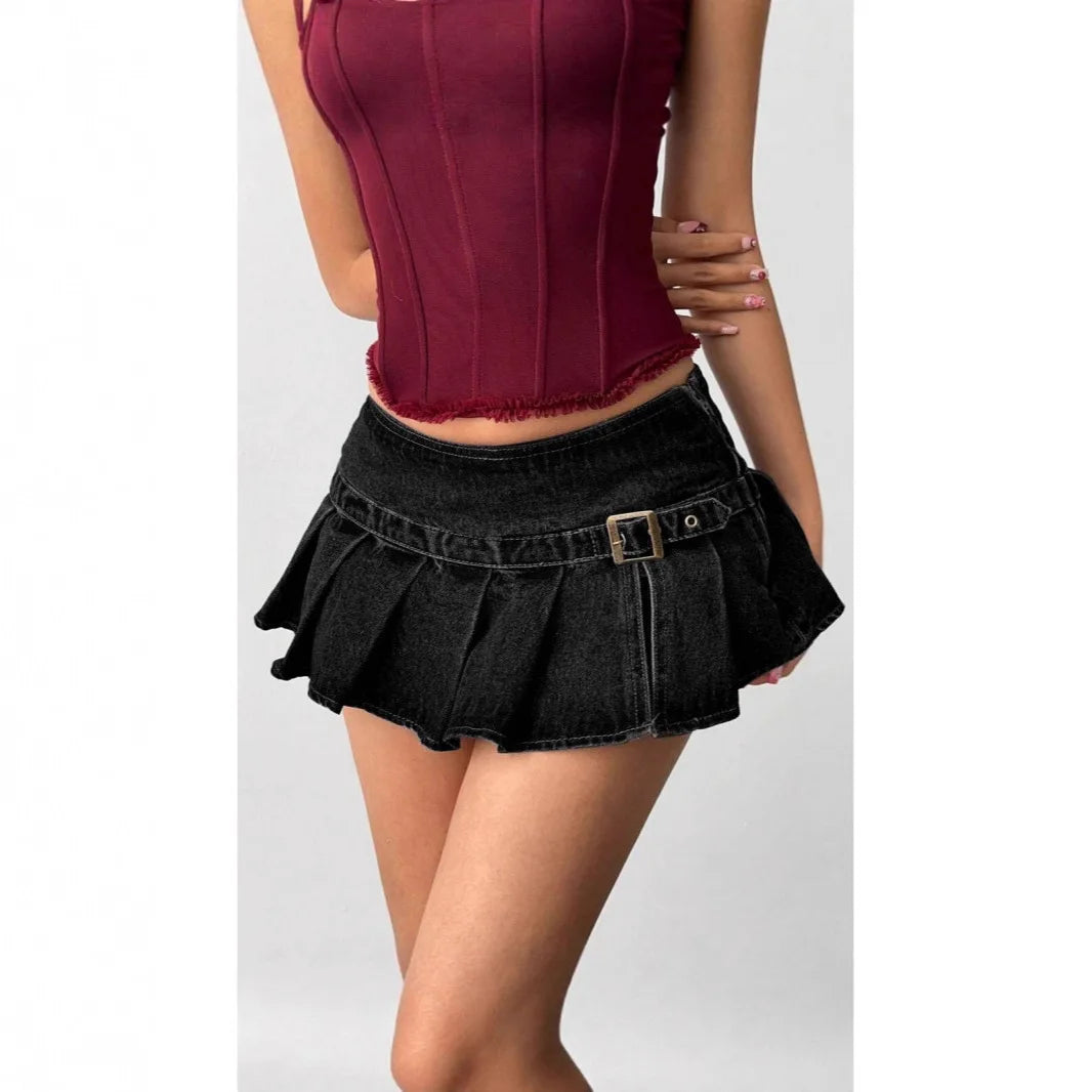 Trendy Low Waist Mini Denim Skirt