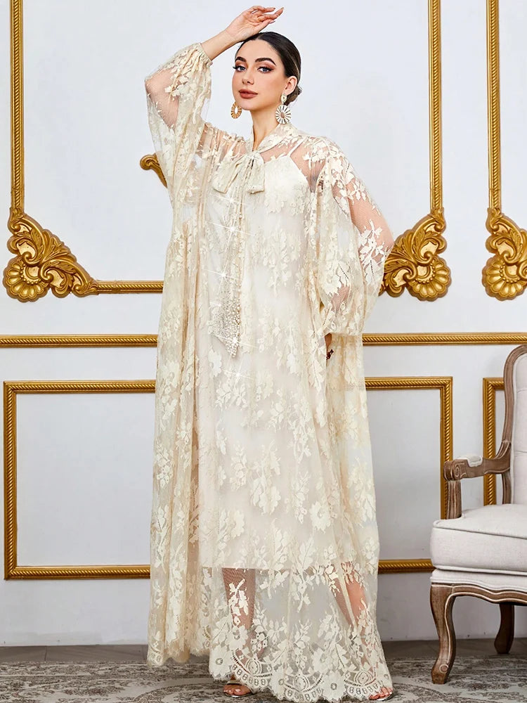 Sweet Spaghetti Strap Tie Waist 2-Piece Dress