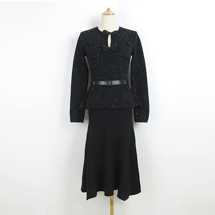 Refined Bow Knitted Commuter Dress