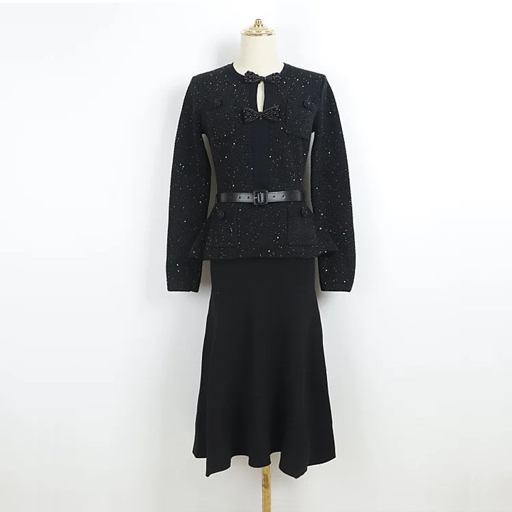 Refined Bow Knitted Commuter Dress