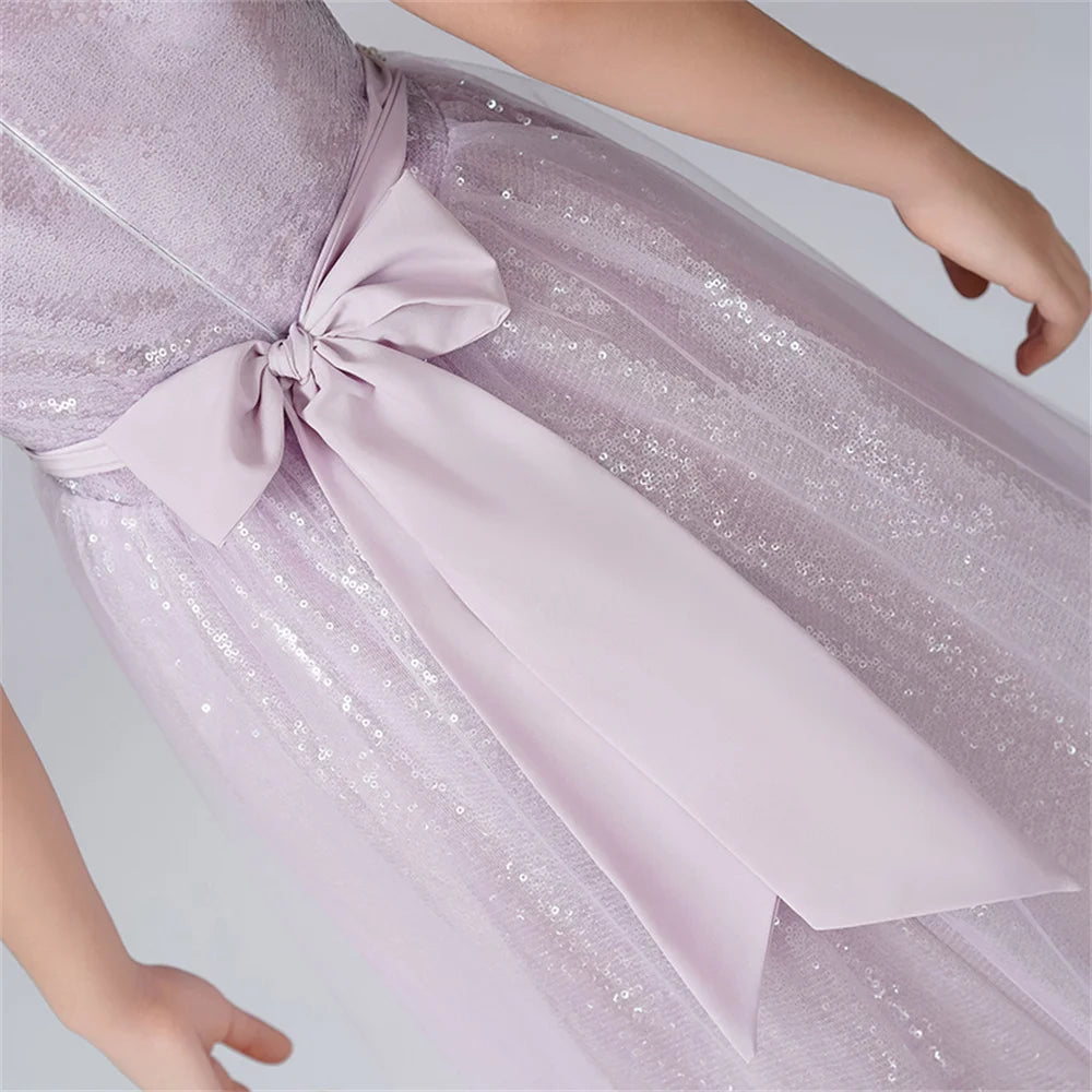 Cap Sleeves Shiny Sequin Princess Dress