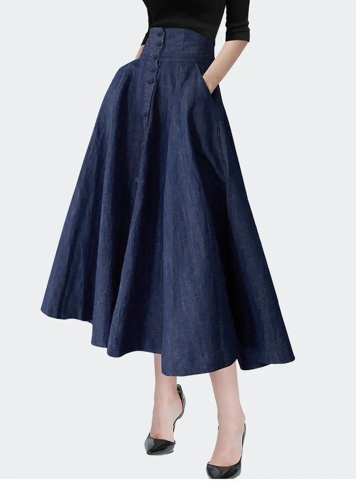 Loose Pockets Blue Jeans Skirt