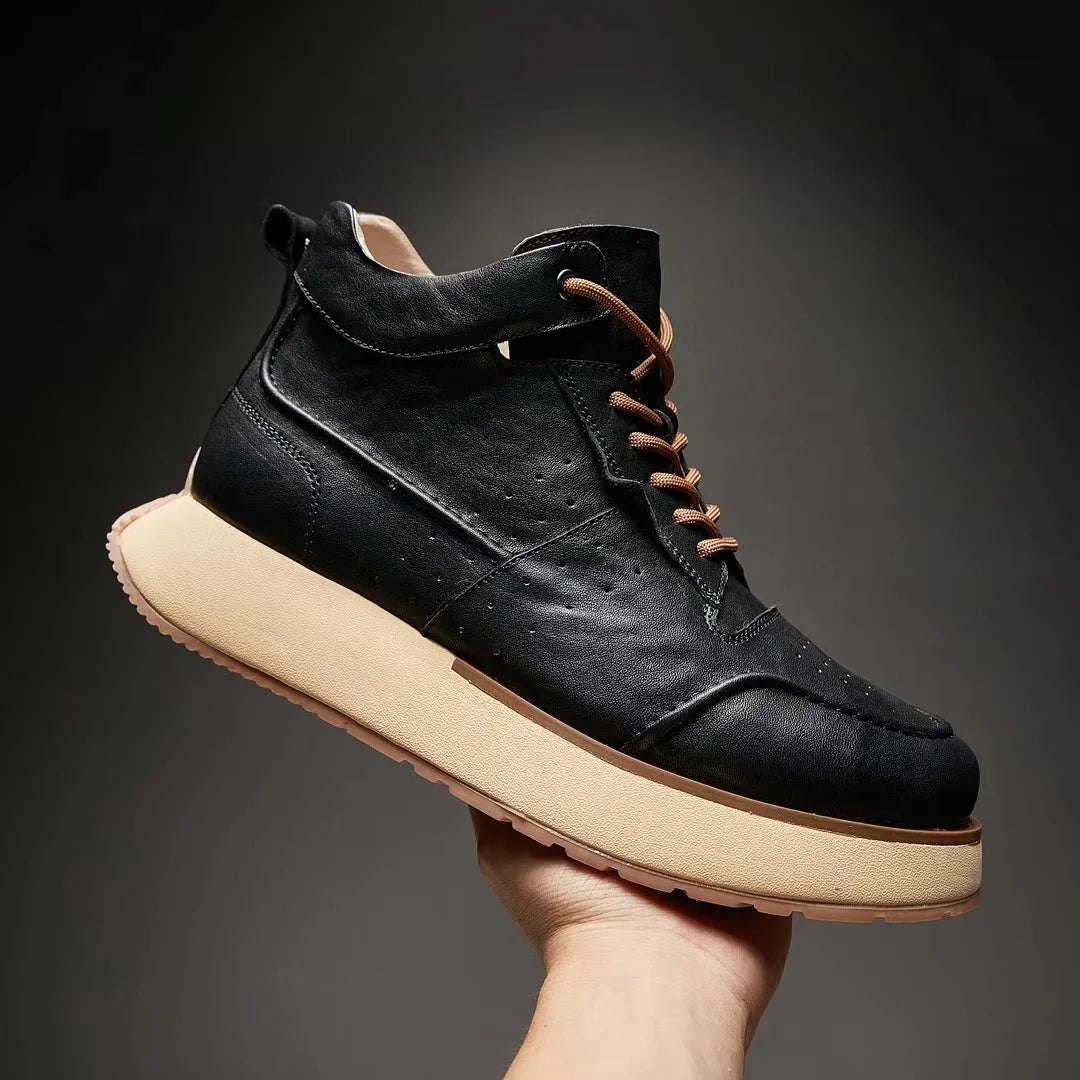 Retro Round-toe Leather Riding Shoes