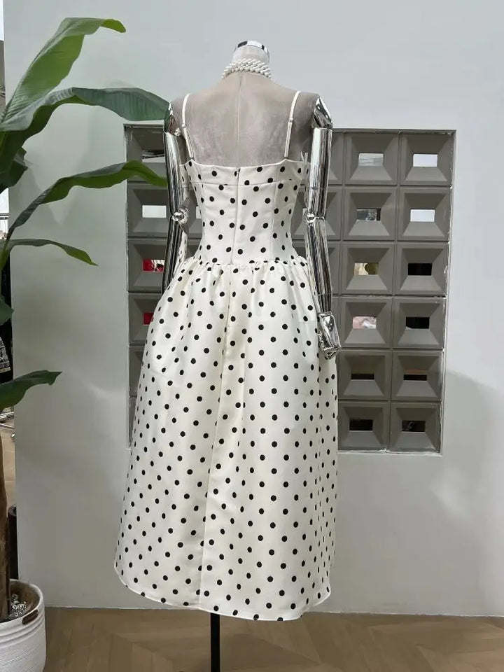 Elegant Sweet Polka Dots Sleeveless Dress