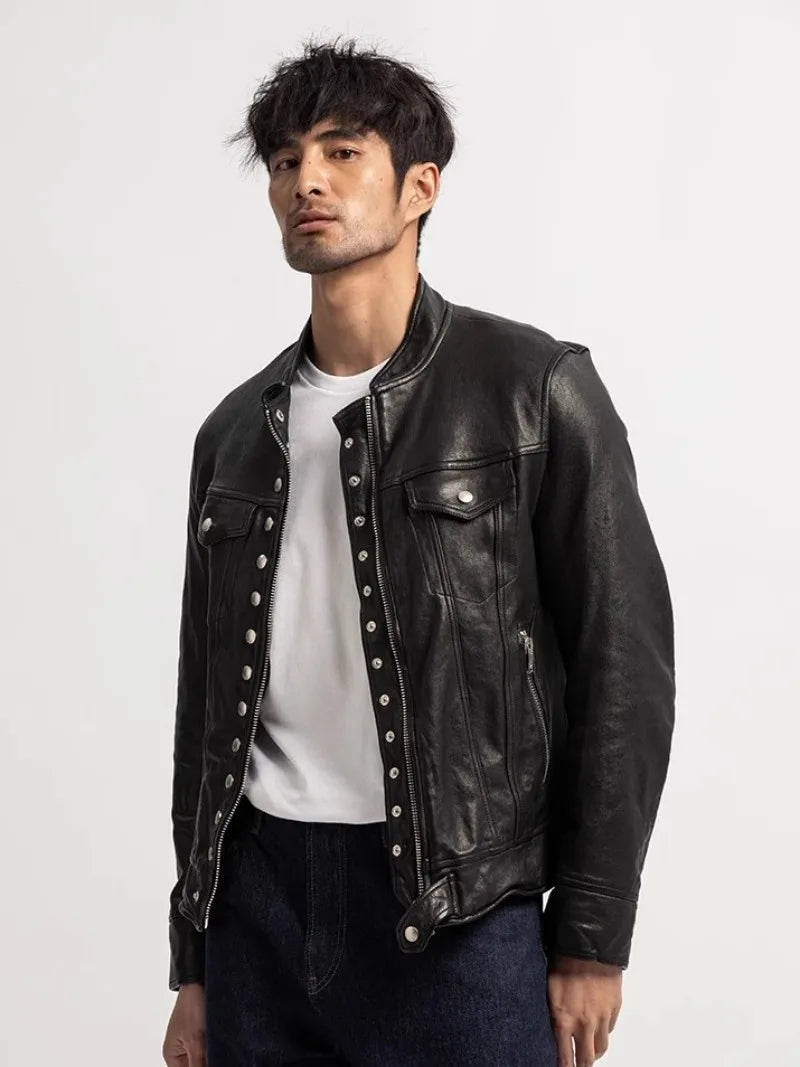 Stylish Punk Stand Collar Slim Biker Jacket