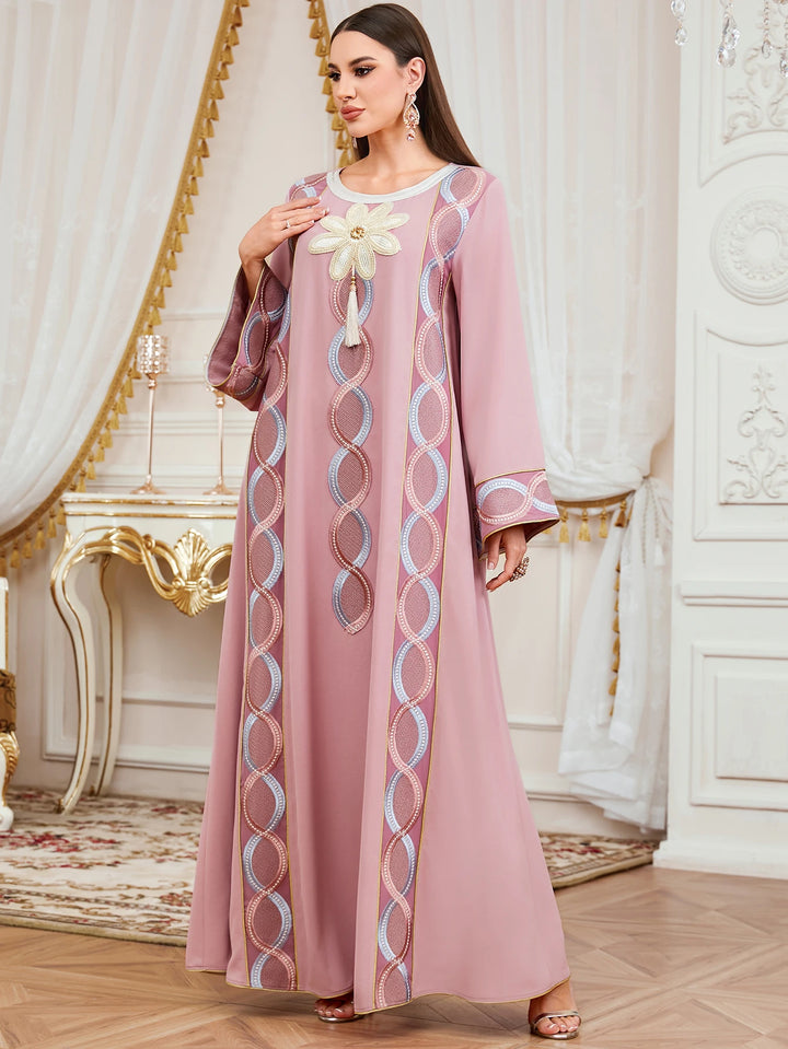 Stylish Floral Embroidery Traditional Abaya Dress