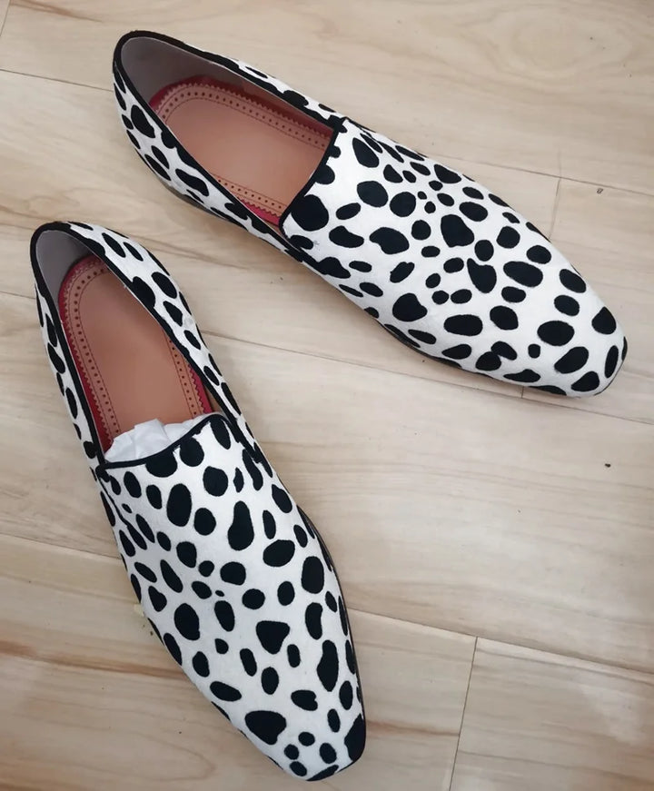 Elegant Cow Spots Fashion Slip-On Loafers