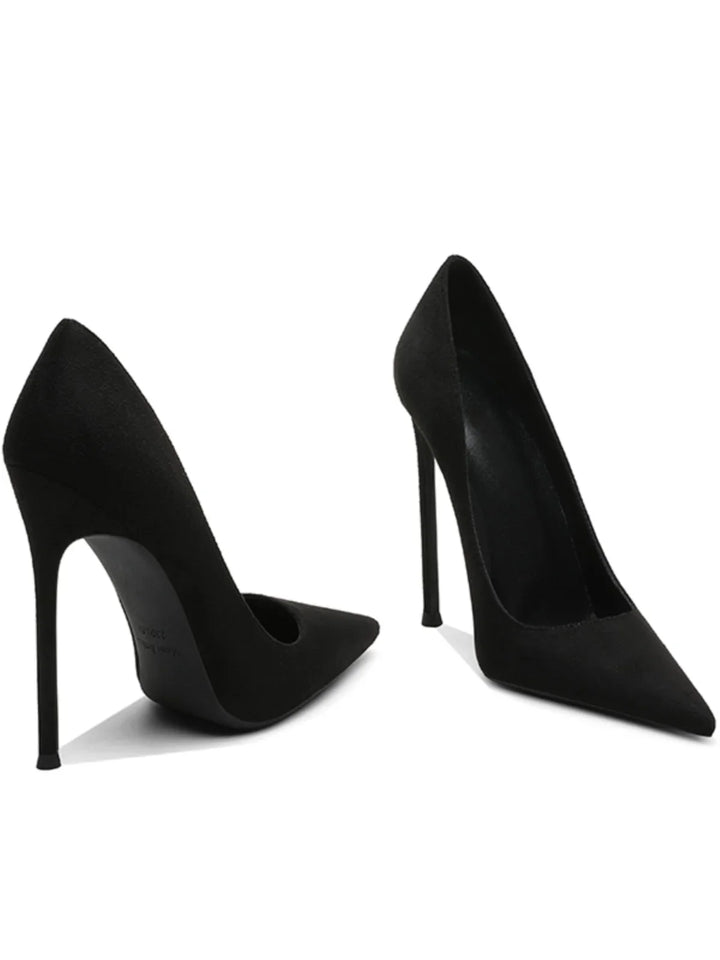 Black Suede Slim Heel Pumps
