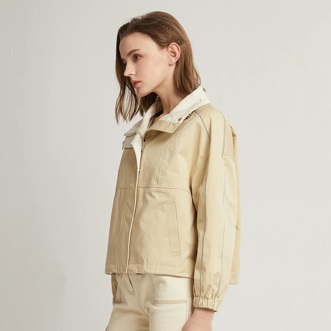 Single-Breasted Cotton Crop Jacket