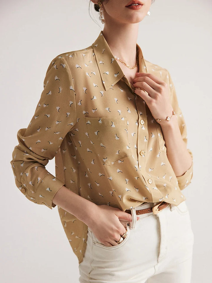 Single Breasted Chic Silk Blouse