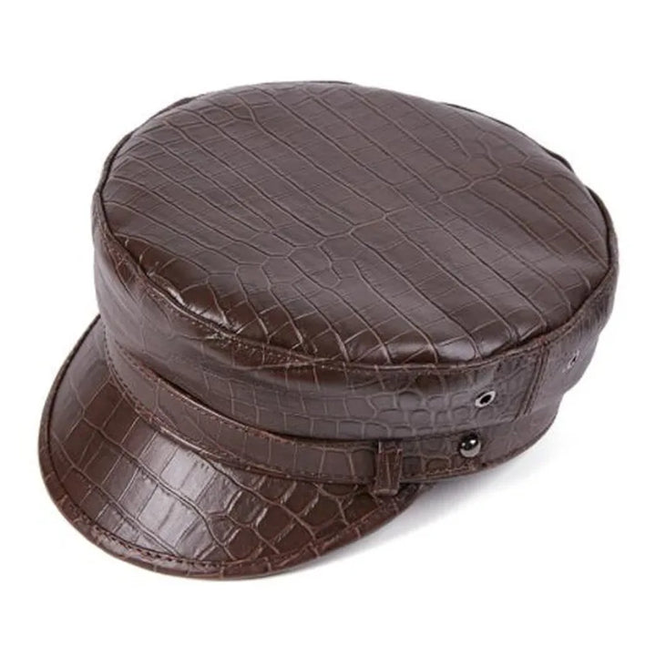 Stunning Natural Leather Military Style Cap